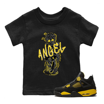 Air Jordan 4 Thunder Sneaker Match Tees Baby Angel Sneaker Tees AJ4 Thunder Jumpman Sneaker Release Tees Kids Shirts Black 1