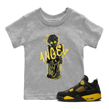 Air Jordan 4 Thunder Sneaker Match Tees Baby Angel Sneaker Tees AJ4 Thunder Jumpman Sneaker Release Tees Kids Shirts Heather Grey 1