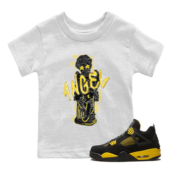 Air Jordan 4 Thunder Sneaker Match Tees Baby Angel Sneaker Tees AJ4 Thunder Jumpman Sneaker Release Tees Kids Shirts White 1