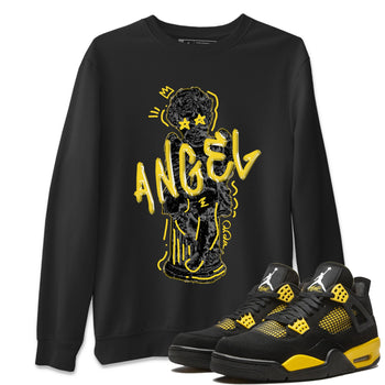 Air Jordan 4 Thunder Sneaker Match Tees Baby Angel Sneaker Tees AJ4 Thunder Jumpman Sneaker Release Tees Unisex Shirts Black 1