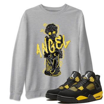 Air Jordan 4 Thunder Sneaker Match Tees Baby Angel Sneaker Tees AJ4 Thunder Jumpman Sneaker Release Tees Unisex Shirts Heather Grey 1