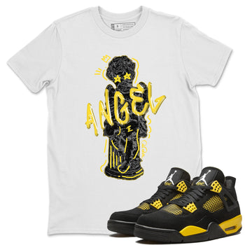 Air Jordan 4 Thunder Sneaker Match Tees Baby Angel Sneaker Tees AJ4 Thunder Jumpman Sneaker Release Tees Unisex Shirts White 1
