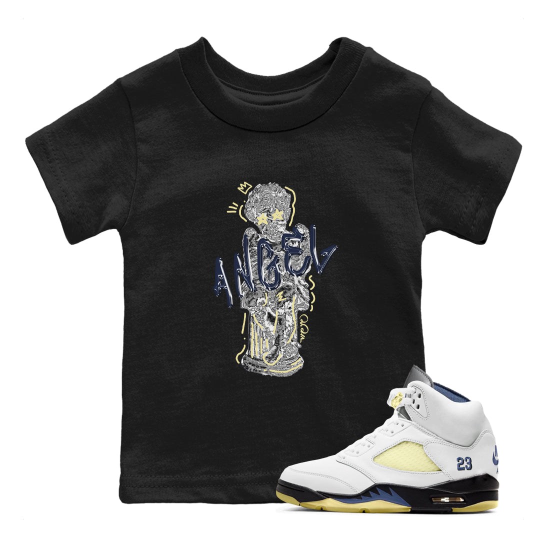 Air Jordan 5 A Ma Maniere x Photon Dust shirt to match jordans Baby Angel sneaker tees Jordan 5 A Ma Maniere "Dawn" SNRT Sneaker Release Tees Baby Toddler Black 1 T-Shirt