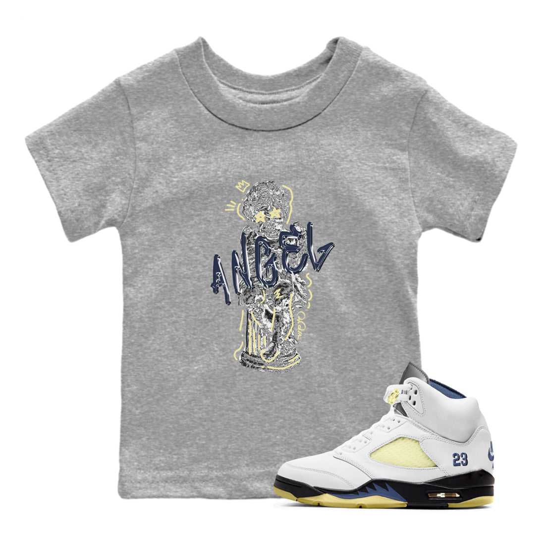 Air Jordan 5 A Ma Maniere x Photon Dust shirt to match jordans Baby Angel sneaker tees Jordan 5 A Ma Maniere "Dawn" SNRT Sneaker Release Tees Baby Toddler Heather Grey 1 T-Shirt