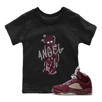 Air Jordan 5 Burgundy Sneaker Match Tees Baby Angel Sneaker Tees AJ5 Burgundy Sneaker Release Tees Kids Shirts Black 1