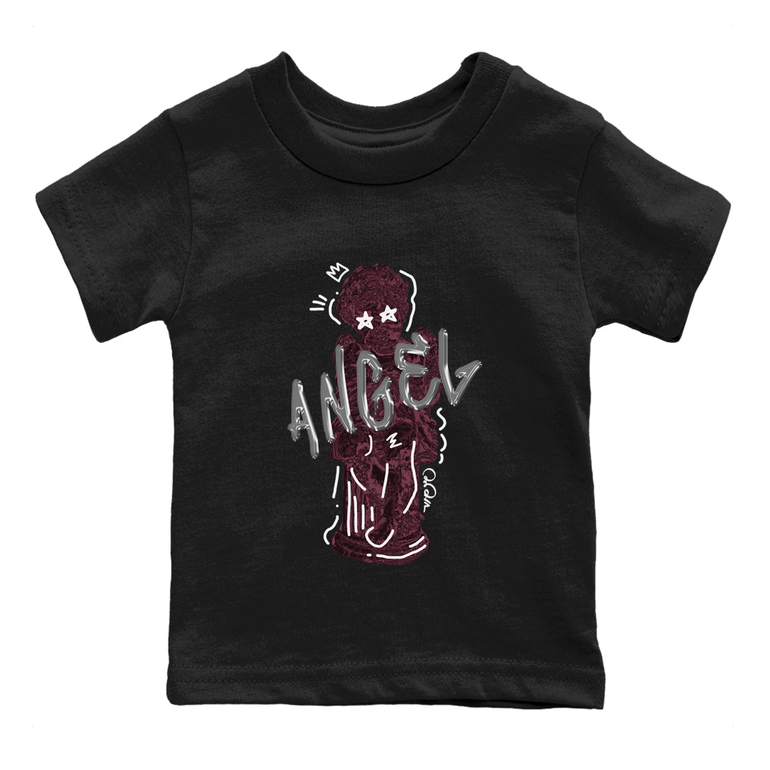 Air Jordan 5 Burgundy Sneaker Match Tees Baby Angel Sneaker Tees AJ5 Burgundy Sneaker Release Tees Kids Shirts Black 2