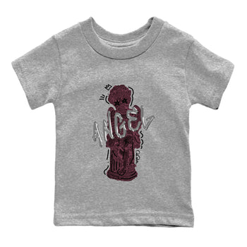 Air Jordan 5 Burgundy Sneaker Match Tees Baby Angel Sneaker Tees AJ5 Burgundy Sneaker Release Tees Kids Shirts Heather Grey 2