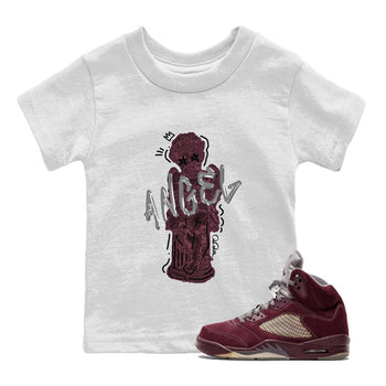 Air Jordan 5 Burgundy Sneaker Match Tees Baby Angel Sneaker Tees AJ5 Burgundy Sneaker Release Tees Kids Shirts White 1