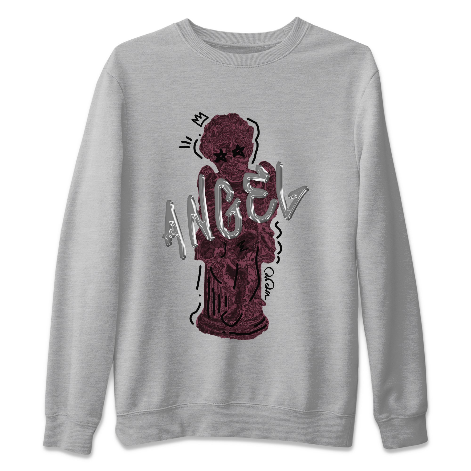 Air Jordan 5 Burgundy Sneaker Match Tees Baby Angel Sneaker Tees AJ5 Burgundy Sneaker Release Tees Unisex Shirts Heather Grey 2