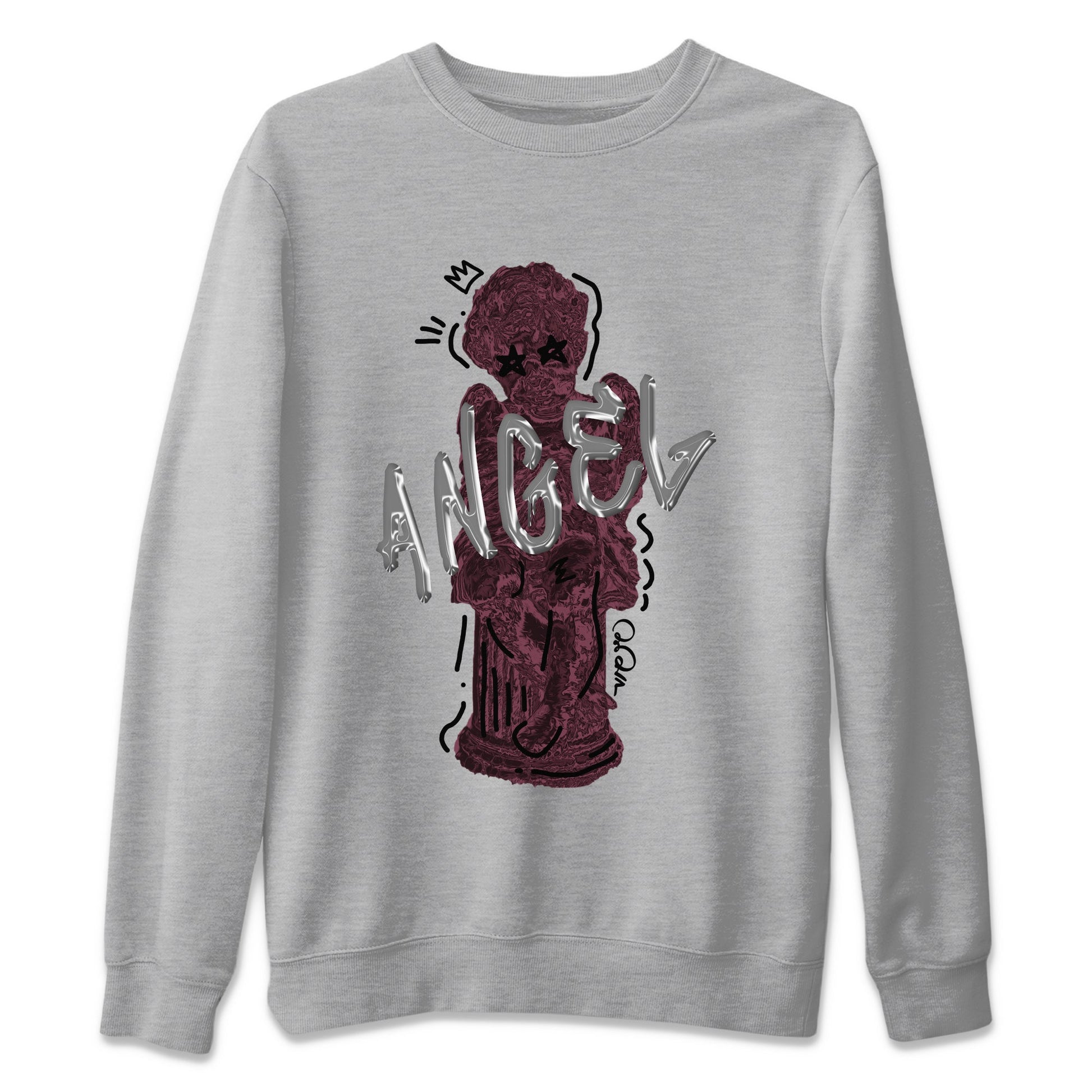 Air Jordan 5 Burgundy Sneaker Match Tees Baby Angel Sneaker Tees AJ5 Burgundy Sneaker Release Tees Unisex Shirts Heather Grey 2
