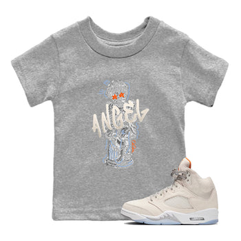 Air Jordan 5 Craft Sneaker Match Tees Baby Angel Sneaker Tees AJ5 SE Craft Sneaker Release Tees Kids Shirts Heather Grey 1