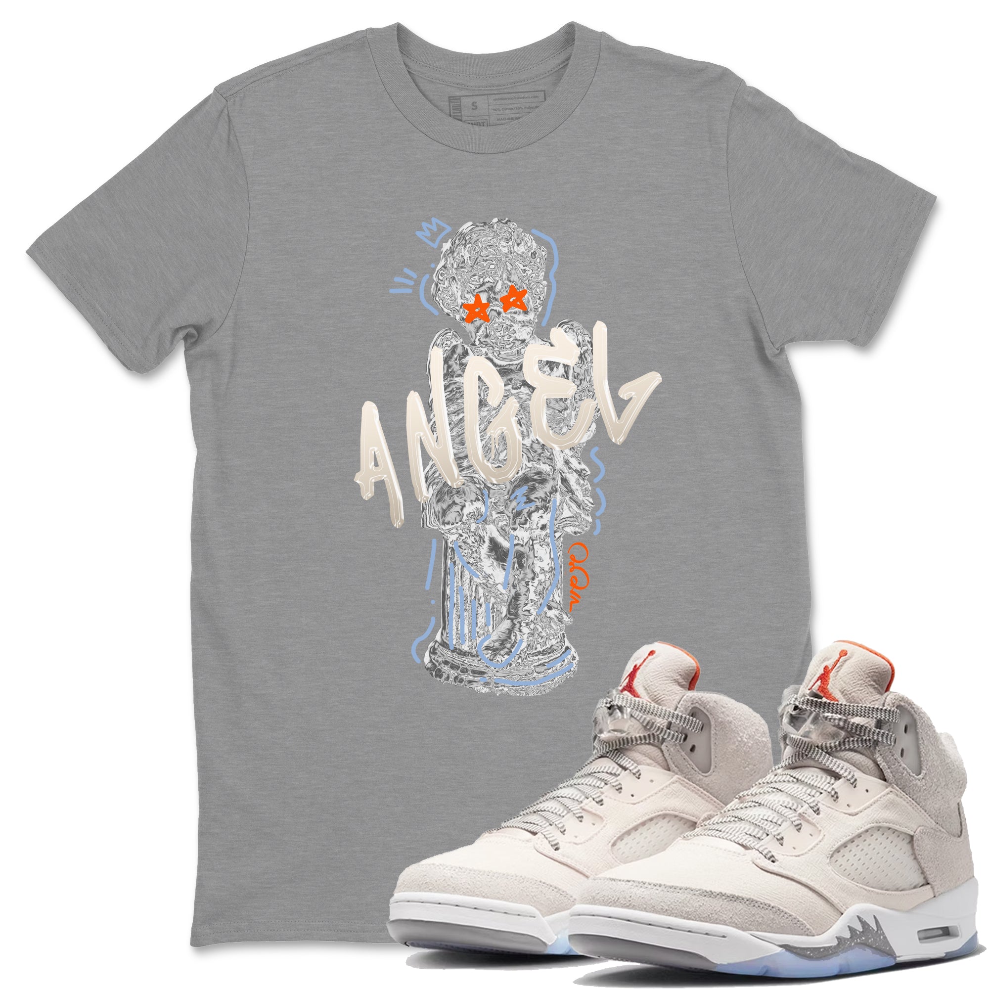 Air Jordan 5 Craft Sneaker Match Tees Baby Angel Sneaker Tees AJ5 SE Craft Sneaker Release Tees Unisex Shirts Heather Grey 1