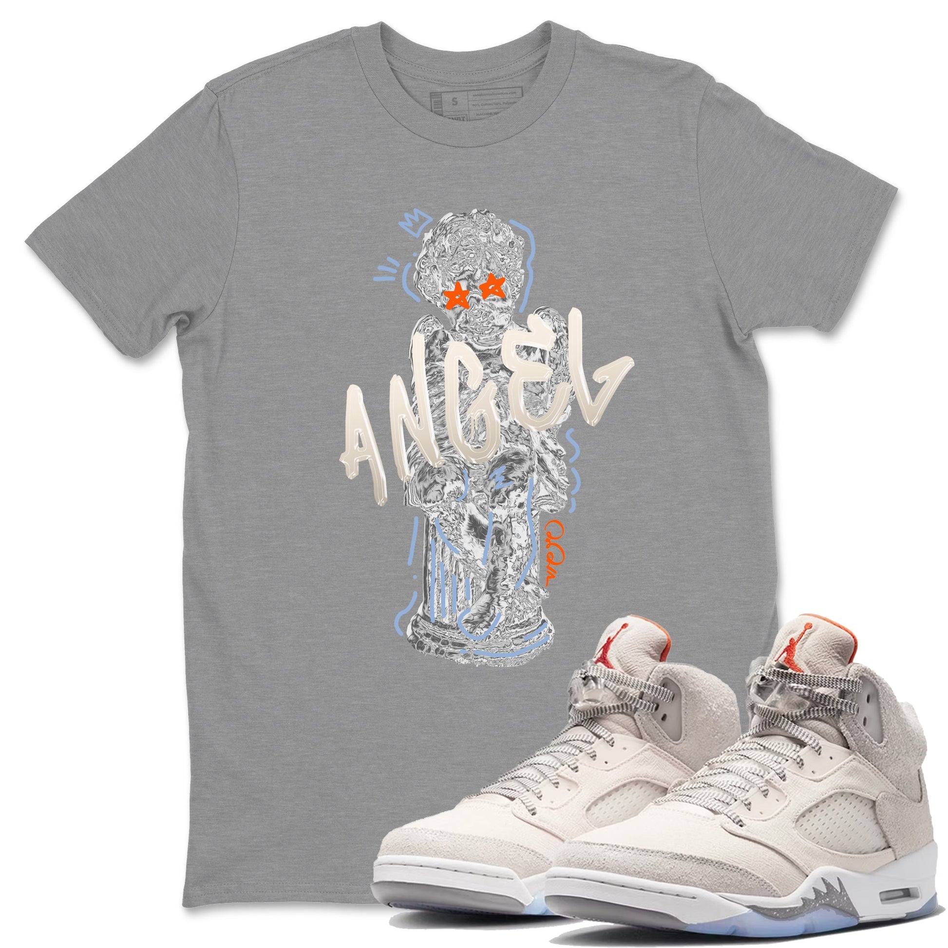 Air Jordan 5 Craft Sneaker Match Tees Baby Angel Sneaker Tees AJ5 SE Craft Sneaker Release Tees Unisex Shirts Heather Grey 1
