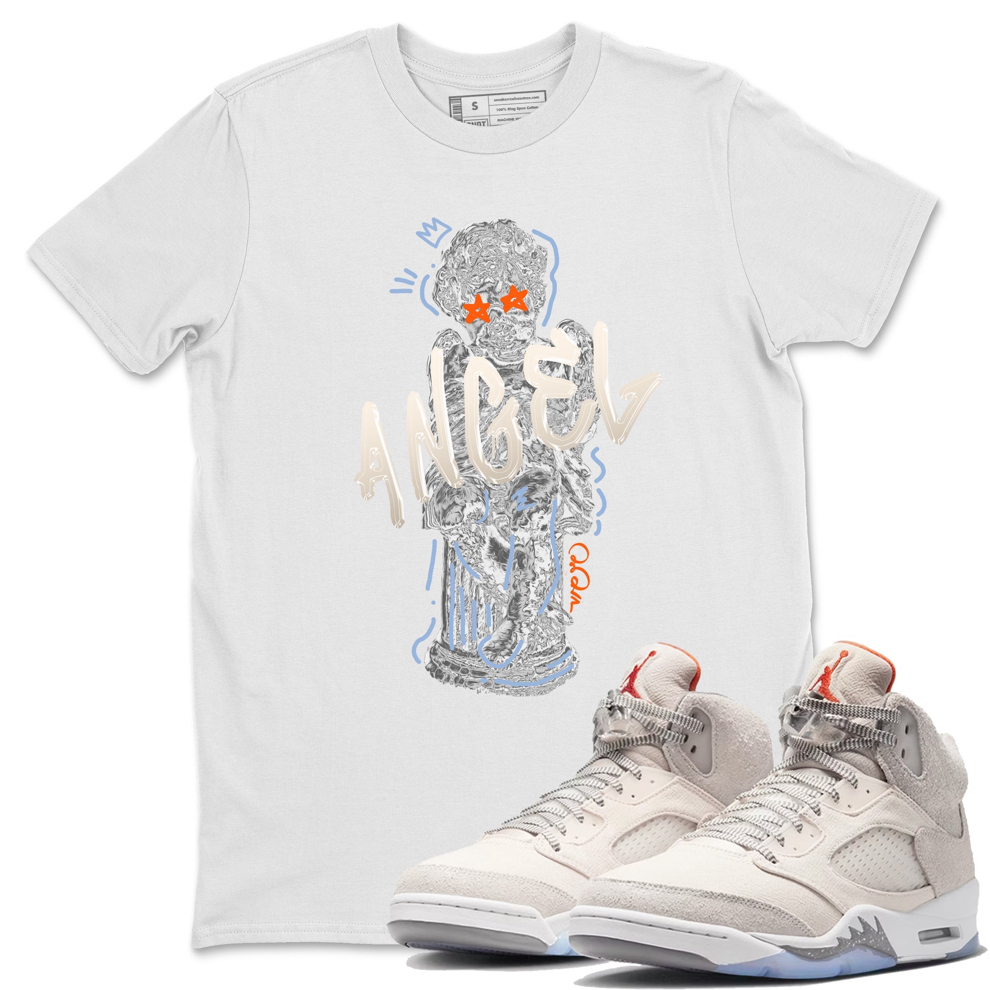 Air Jordan 5 Craft Sneaker Match Tees Baby Angel Sneaker Tees AJ5 SE Craft Sneaker Release Tees Unisex Shirts White 1