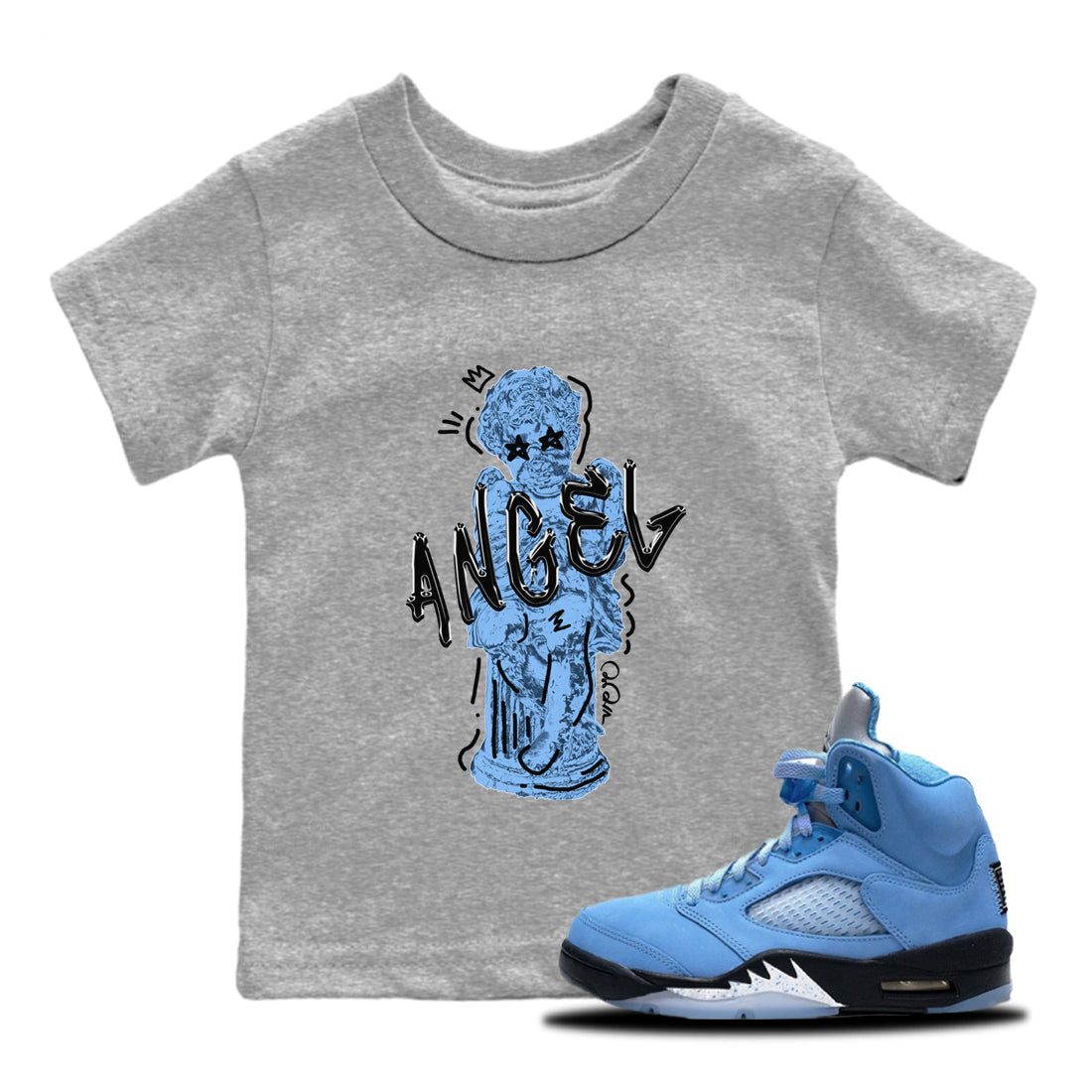 Air Jordan 5 UNC Baby Angel Baby and Kids Sneaker Tees AJ5 UNC Kids Sneaker Tees Size Chart