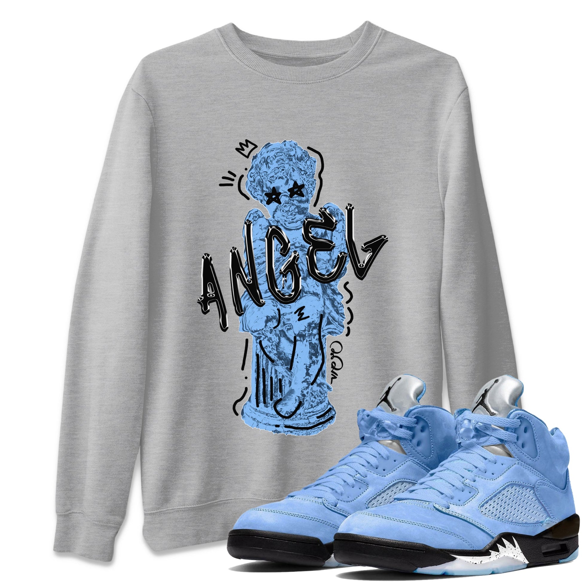 Jordan 5 UNC Jordan Shirts Baby Angel Sneaker Tees AJ5 UNC SNRT Sneaker Tees Unisex Shirts Heather Grey 1
