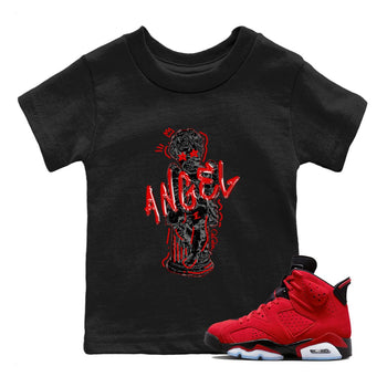 Air Jordan 6 Toro Bravo Sneaker Match Tees Baby Angel Sneaker Tees 3D Graphic Design Shirts AJ6 Toro Bravo Sneaker Release Tees Kids Shirts Black 1