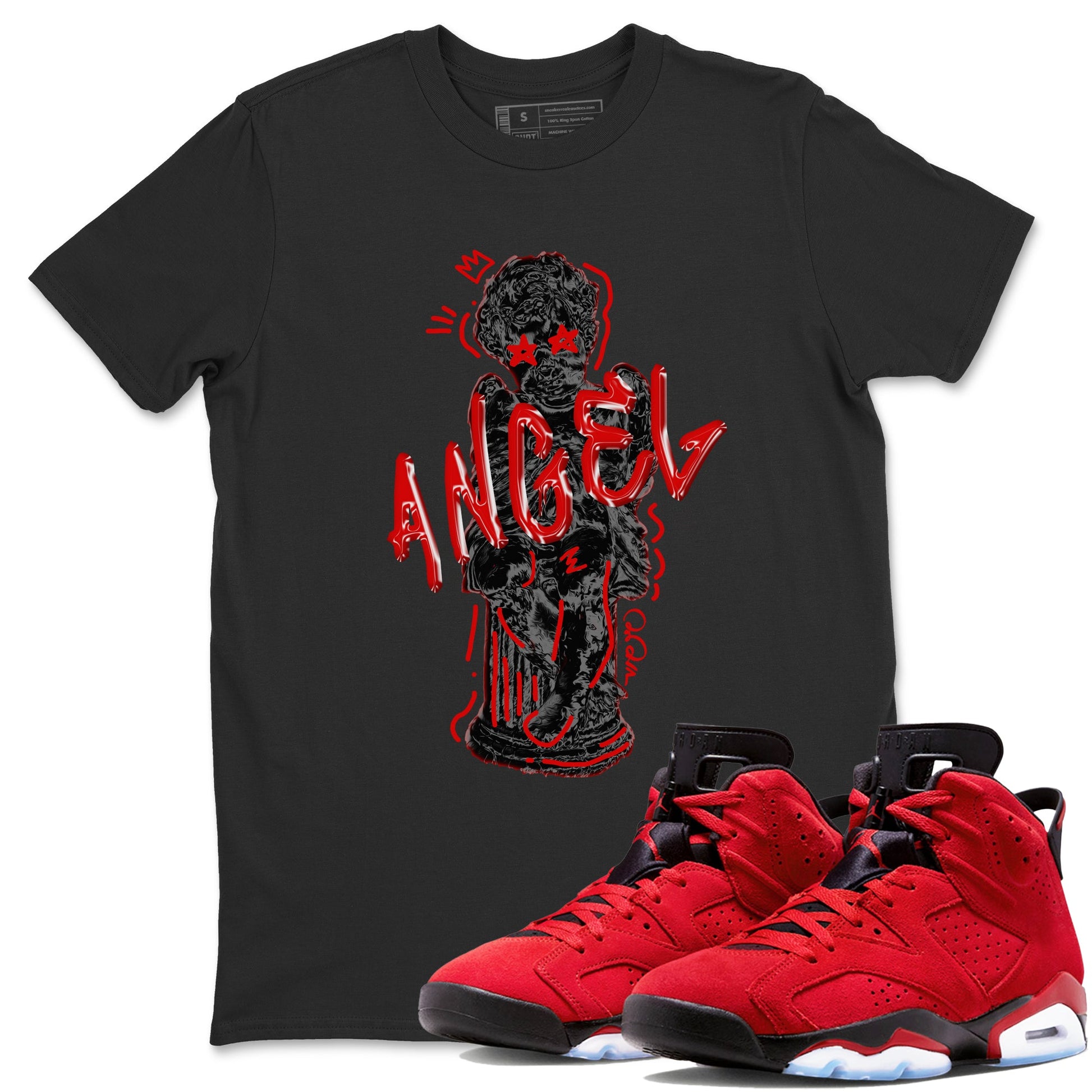 Air Jordan 6 Toro Bravo Sneaker Match Tees Baby Angel Sneaker Tees 3D Graphic Design Shirts AJ6 Toro Bravo Sneaker Release Tees Unisex Shirts Black 1
