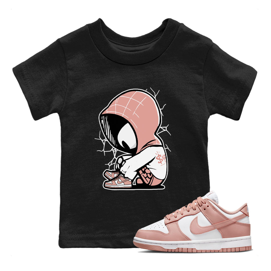 Dunk Low WMNS Rose Whisper shirt to match jordans Baby Spider sneaker tees Dunk Rose Whisper SNRT Sneaker Release Tees Baby Toddler Kids Black 1 T-Shirt