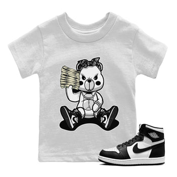 Jordan 1 Black White Sneaker Match Tees Bad Baby Bear Sneaker Tees Jordan 1 Black White Sneaker Release Tees Kids Shirts