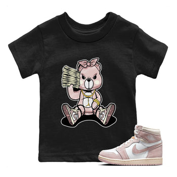 Air Jordan 1 Washed Pink Sneaker Match Tees Bad Baby Bear Sneaker Tees Air Jordan 1 High OG WMNS Washed Pink Sneaker Release Tees Kids Shirts Black 1