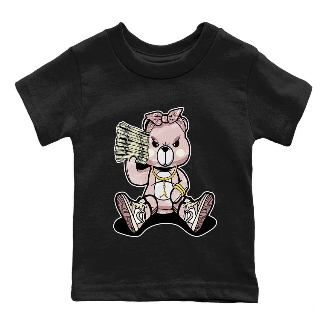Air Jordan 1 Washed Pink Sneaker Match Tees Bad Baby Bear Sneaker Tees Air Jordan 1 High OG WMNS Washed Pink Sneaker Release Tees Kids Shirts Black 2