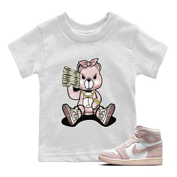 Air Jordan 1 Washed Pink Sneaker Match Tees Bad Baby Bear Sneaker Tees Air Jordan 1 High OG WMNS Washed Pink Sneaker Release Tees Kids Shirts White 1