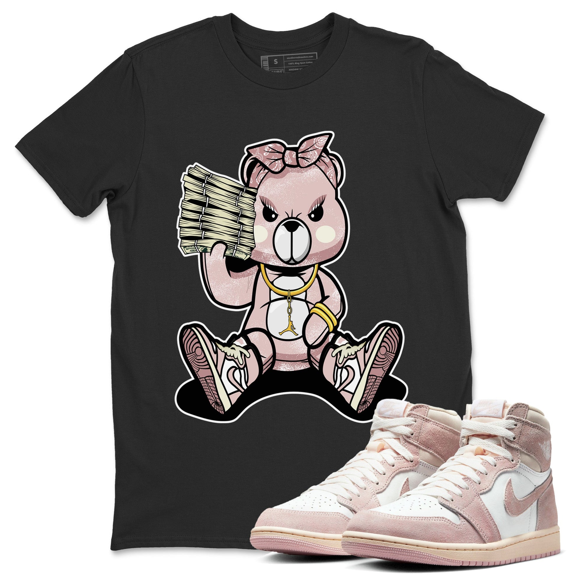 Air Jordan 1 Washed Pink Sneaker Match Tees Bad Baby Bear Sneaker Tees Air Jordan 1 High OG WMNS Washed Pink Sneaker Release Tees Unisex Shirts Black 1