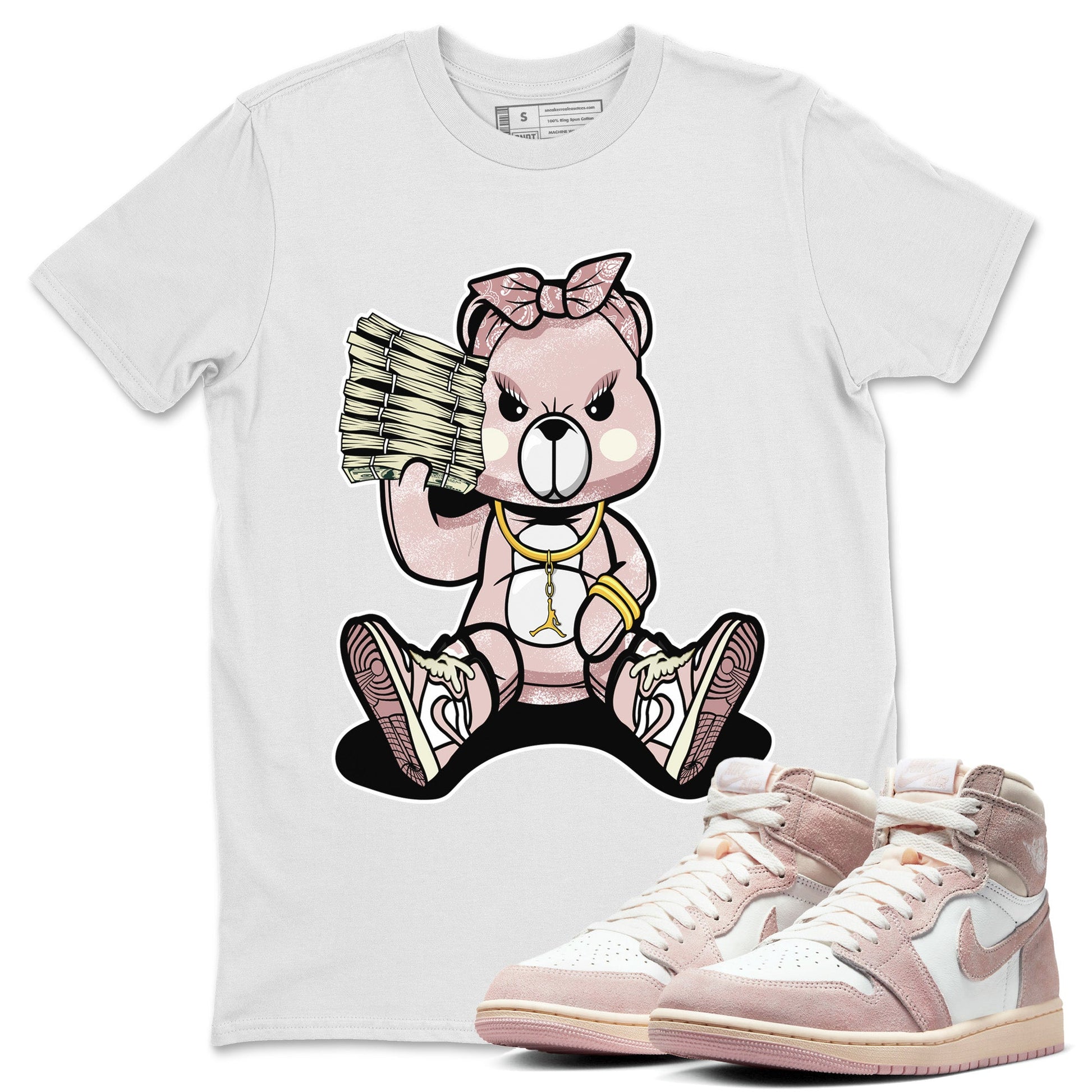 Air Jordan 1 Washed Pink Sneaker Match Tees Bad Baby Bear Sneaker Tees Air Jordan 1 High OG WMNS Washed Pink Sneaker Release Tees Unisex Shirts White 1