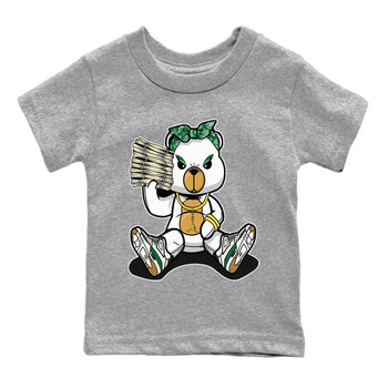 Air Jordan 4 Pine Green Sneaker Match Tees Bad Baby Bear Sneaker Tees Nike SB Air Jordan 4 Pine Green Sneaker Release Tees Kids Shirts Heather Grey 2