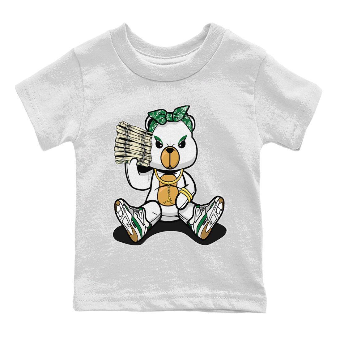 Air Jordan 4 Pine Green Sneaker Match Tees Bad Baby Bear Sneaker Tees Nike SB Air Jordan 4 Pine Green Sneaker Release Tees Kids Shirts White 2