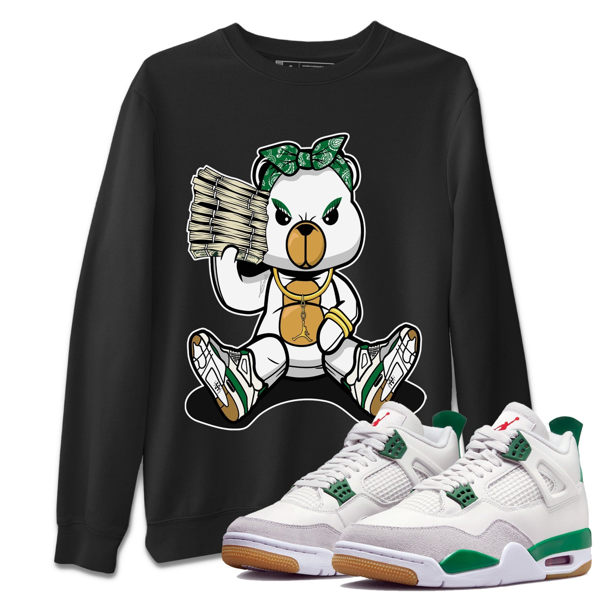 Air Jordan 4 Pine Green Bad Baby Bear Crew Neck Sneaker Tees Nike SB Air Jordan 4 Pine Green Sneaker T-Shirts Washing and Care Tip