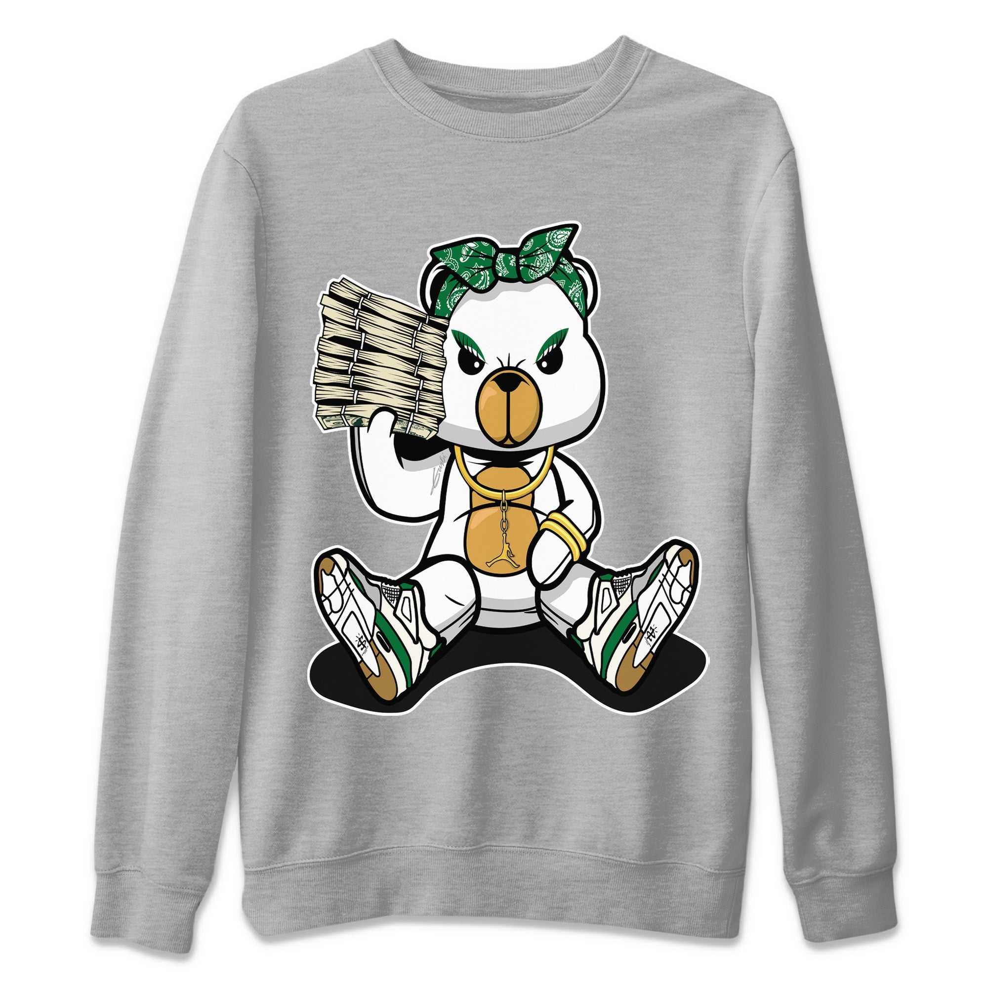 Air Jordan 4 Pine Green Sneaker Match Tees Bad Baby Bear Sneaker Tees Nike SB Air Jordan 4 Pine Green Sneaker Release Tees Unisex Shirts Heather Grey 2