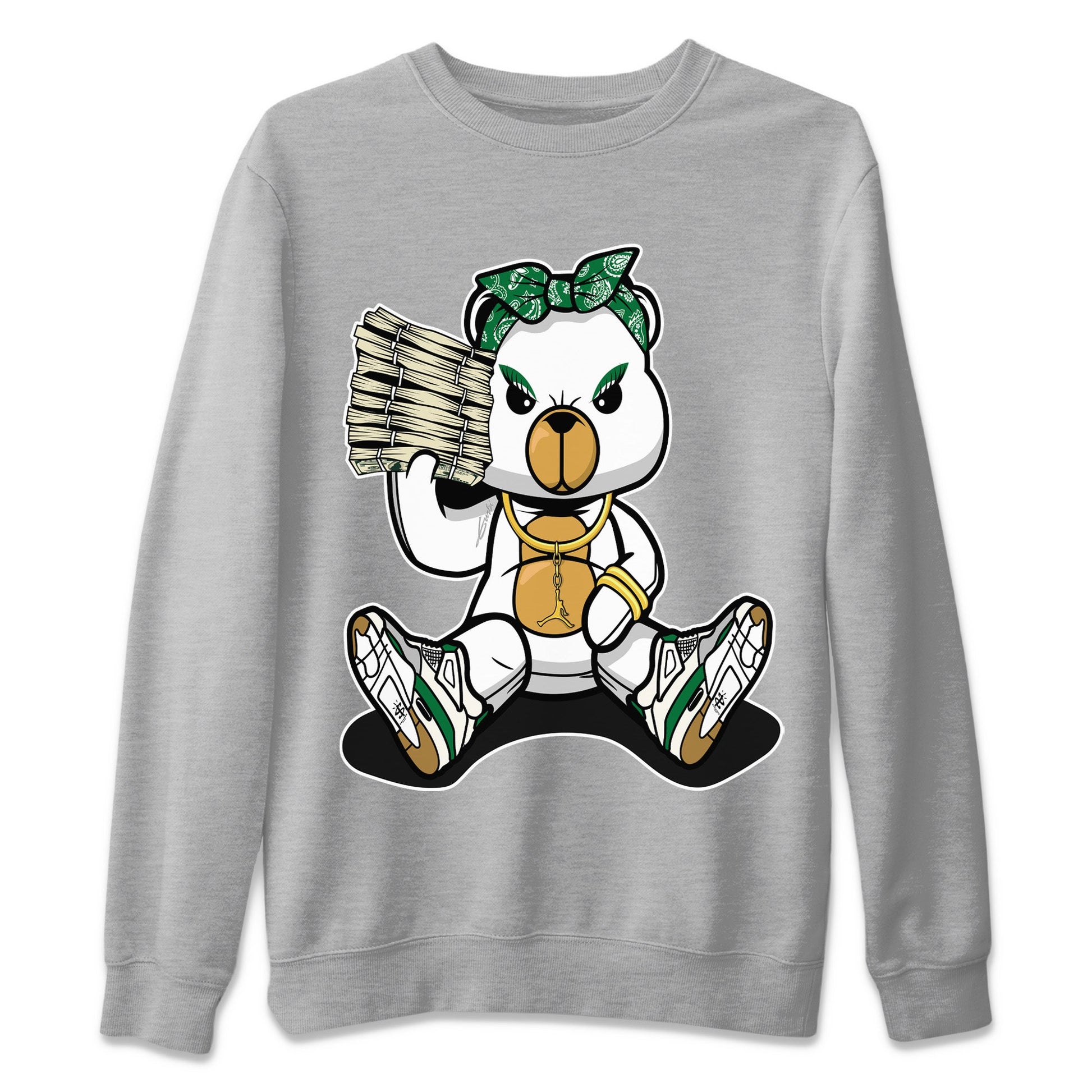 Air Jordan 4 Pine Green Sneaker Match Tees Bad Baby Bear Sneaker Tees Nike SB Air Jordan 4 Pine Green Sneaker Release Tees Unisex Shirts Heather Grey 2