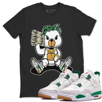 Jordan 4 Pine Green SB Sneaker Match Tees Bad Baby Bear Sneaker Tees Nike SB Air Jordan 4 Pine Green Sneaker Tees Sneaker Release Shirts Unisex Shirts Black 1