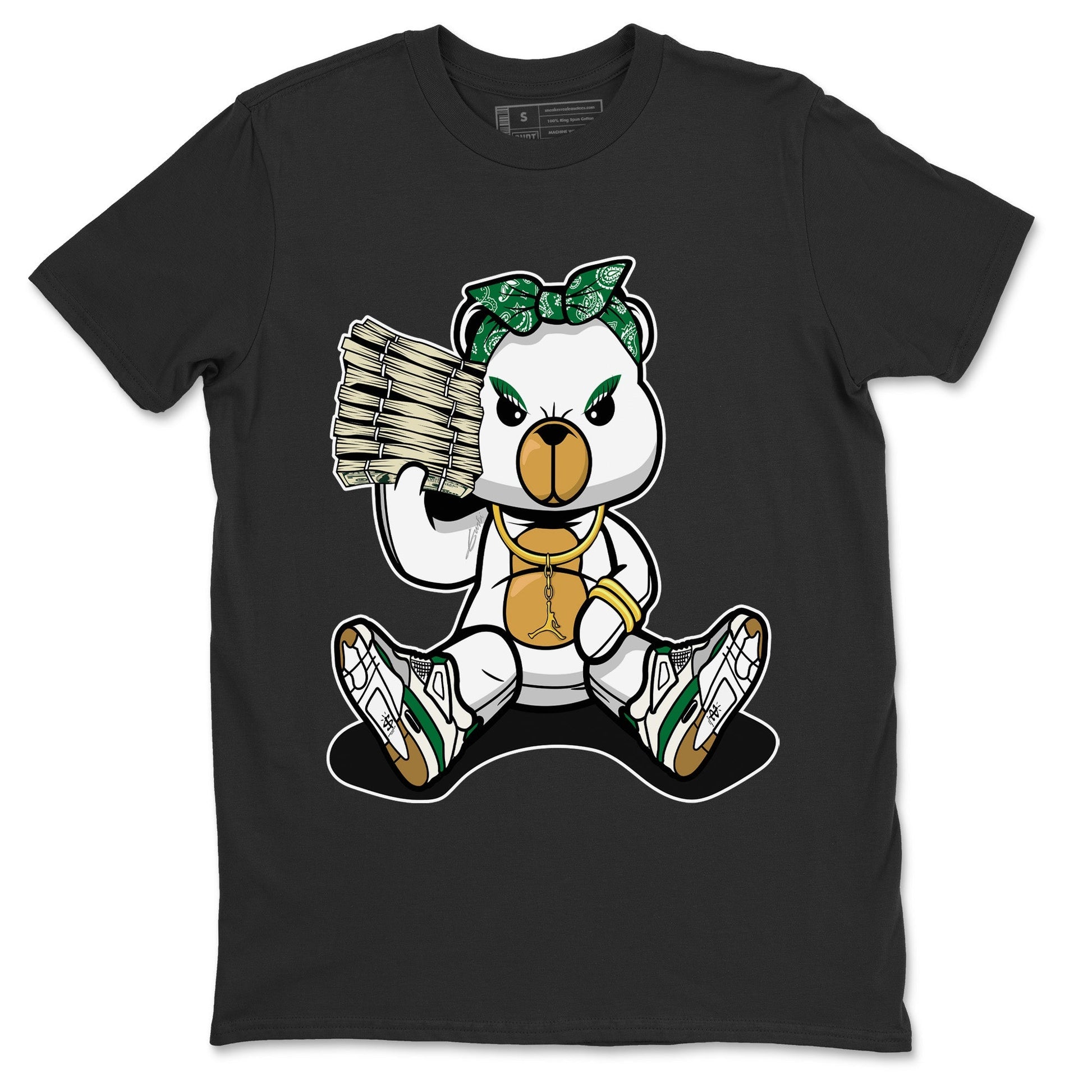 Jordan 4 Pine Green SB Sneaker Match Tees Bad Baby Bear Sneaker Tees Nike SB Air Jordan 4 Pine Green Sneaker Tees Sneaker Release Shirts Unisex Shirts Black 2