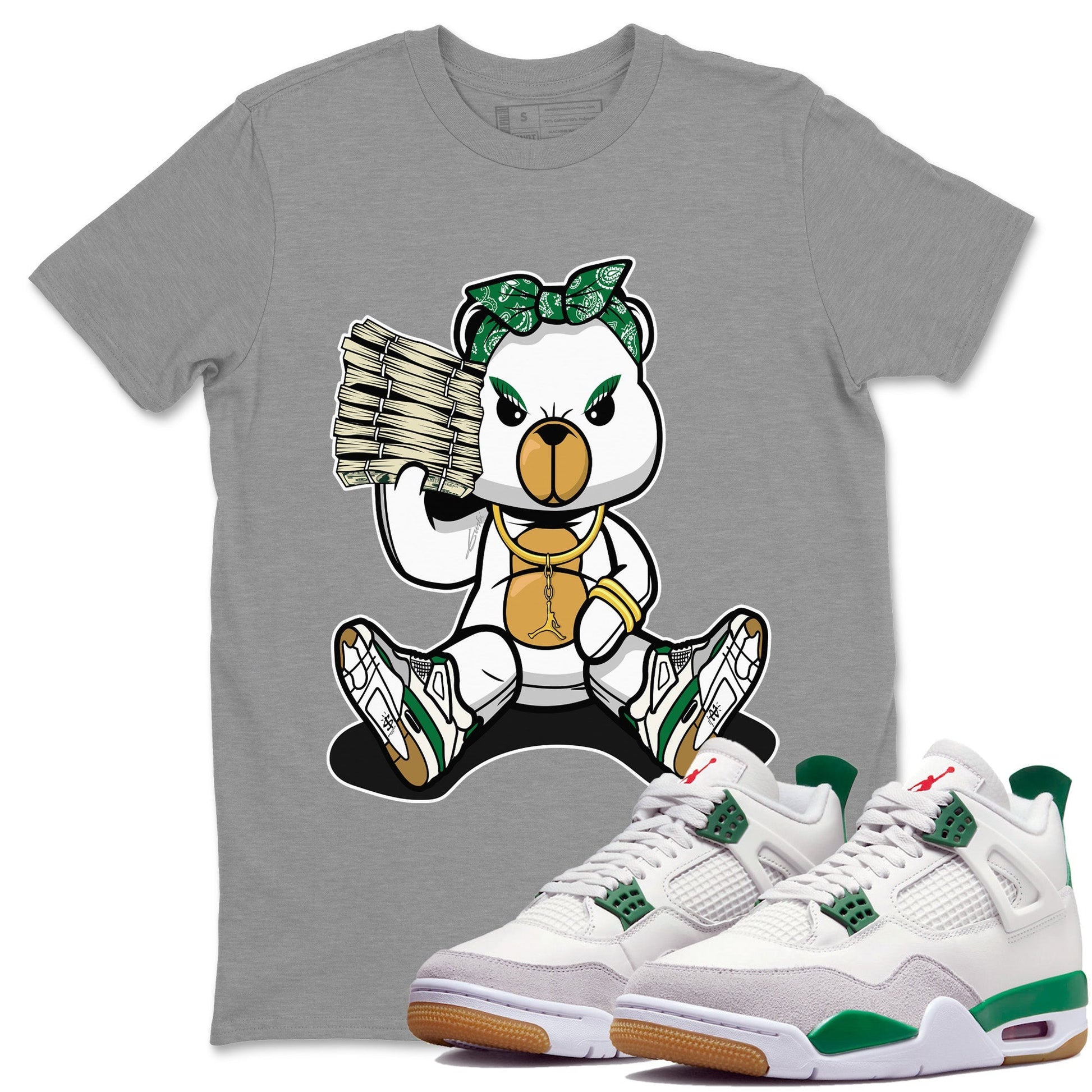 Air Jordan 4 Pine Green Bad Baby Bear Crew Neck Sneaker Tees Nike SB Air Jordan 4 Pine Green Sneaker T-Shirts Size Chart