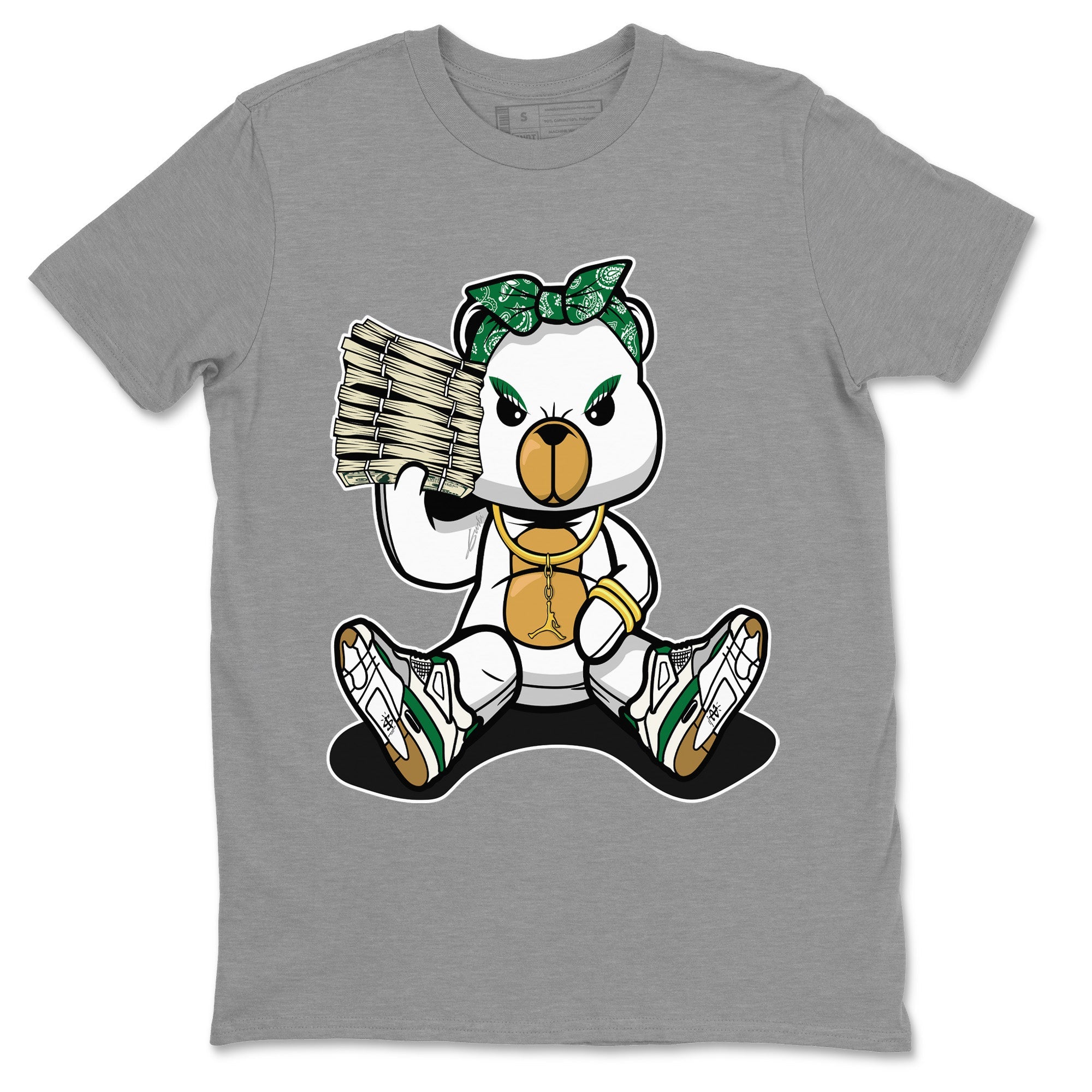 Air Jordan 4 Pine Green Sneaker Match Tees Bad Baby Bear Sneaker Tees Nike SB Air Jordan 4 Pine Green Sneaker Release Tees Unisex Shirts Heather Grey 2