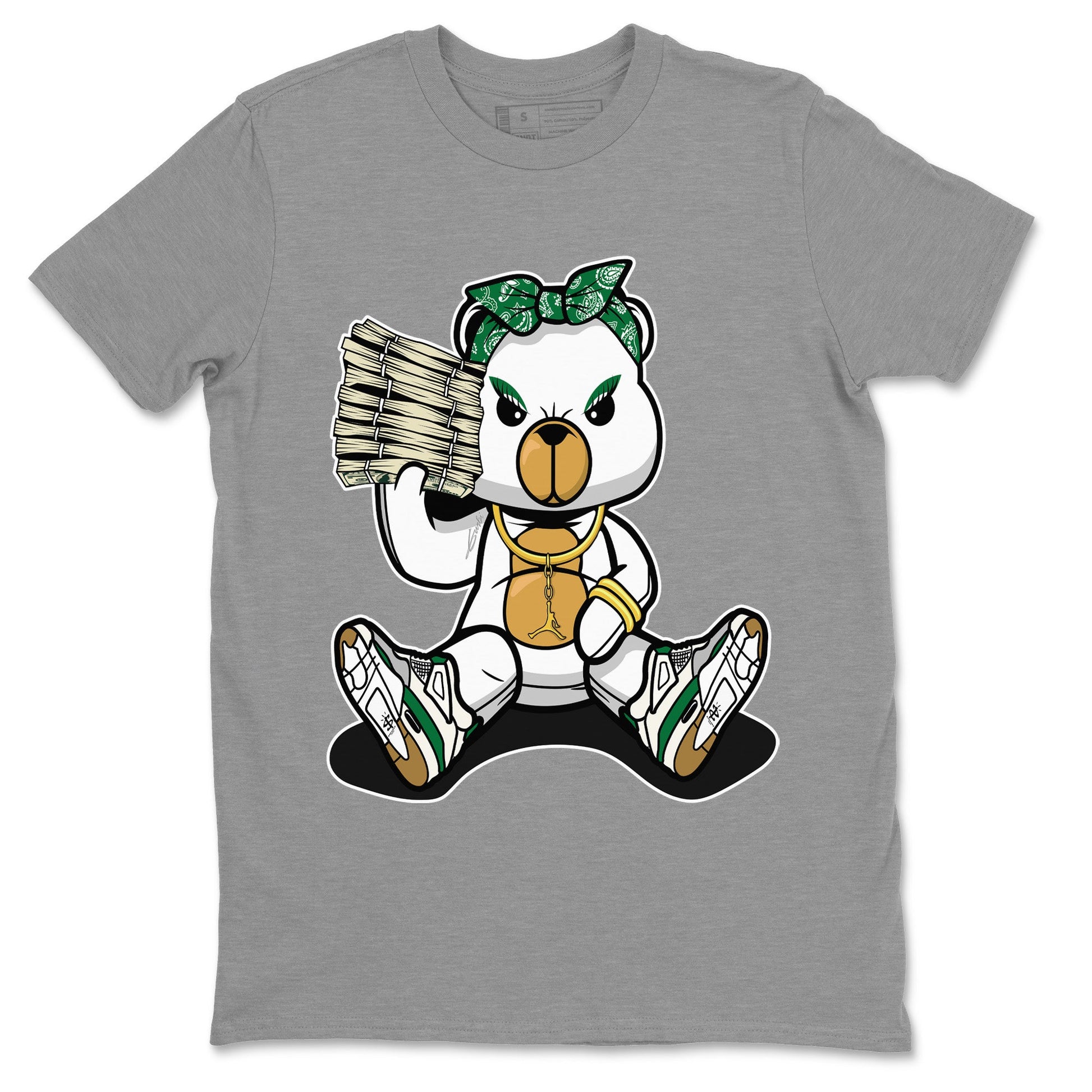 Air Jordan 4 Pine Green Sneaker Match Tees Bad Baby Bear Sneaker Tees Nike SB Air Jordan 4 Pine Green Sneaker Release Tees Unisex Shirts Heather Grey 2