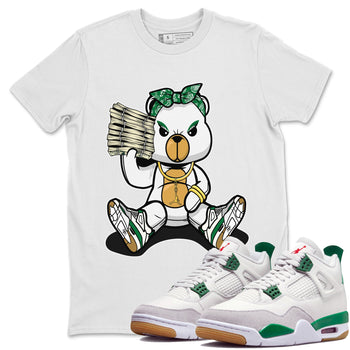 Jordan 4 Pine Green SB Sneaker Match Tees Bad Baby Bear Sneaker Tees Nike SB Air Jordan 4 Pine Green Sneaker Tees Sneaker Release Shirts Unisex Shirts White 1