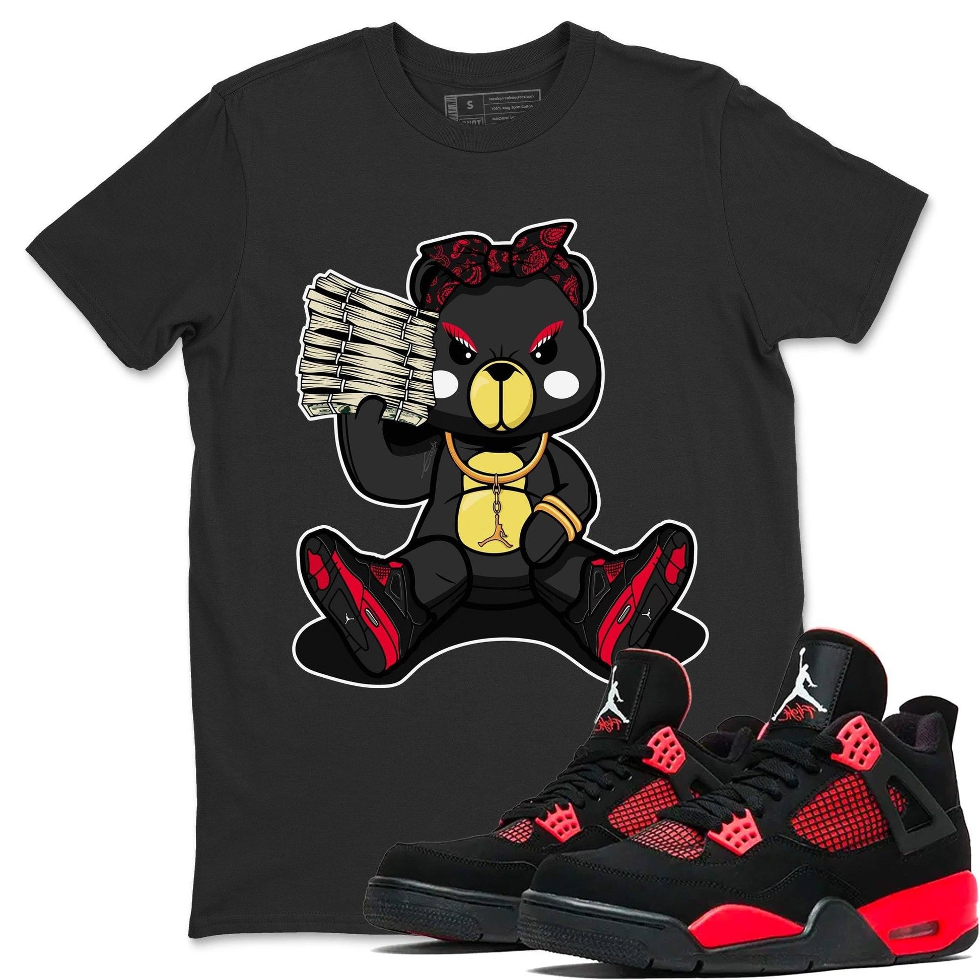 Jordan 4 Red Thunder Sneaker Match Tees Bad Baby Bear Sneaker Tees Jordan 4 Red Thunder Sneaker Release Tees Unisex Shirts