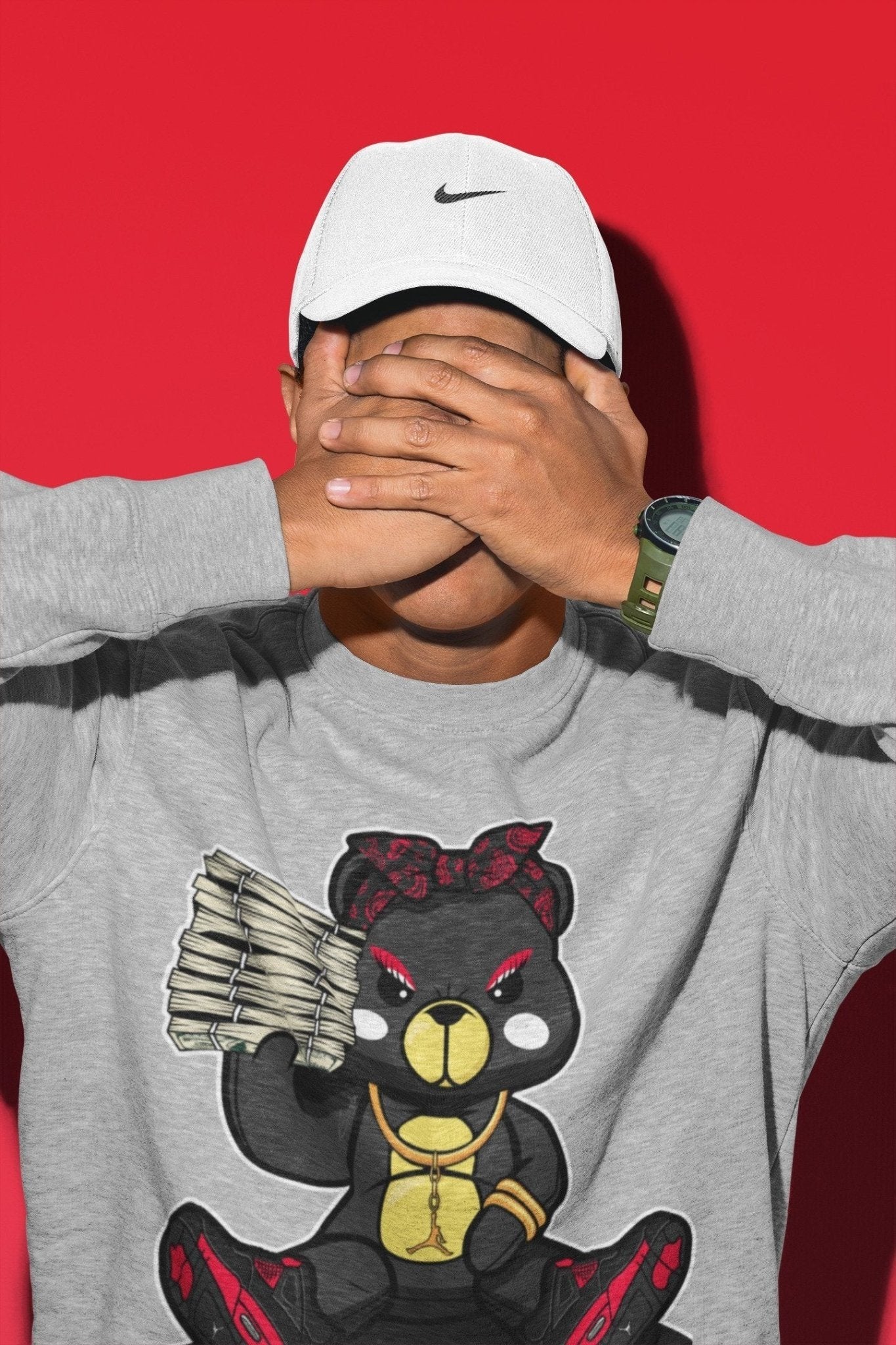Jordan 4 Red Thunder Sneaker Match Tees Bad Baby Bear Sneaker Tees Jordan 4 Red Thunder Sneaker Release Tees Unisex Shirts