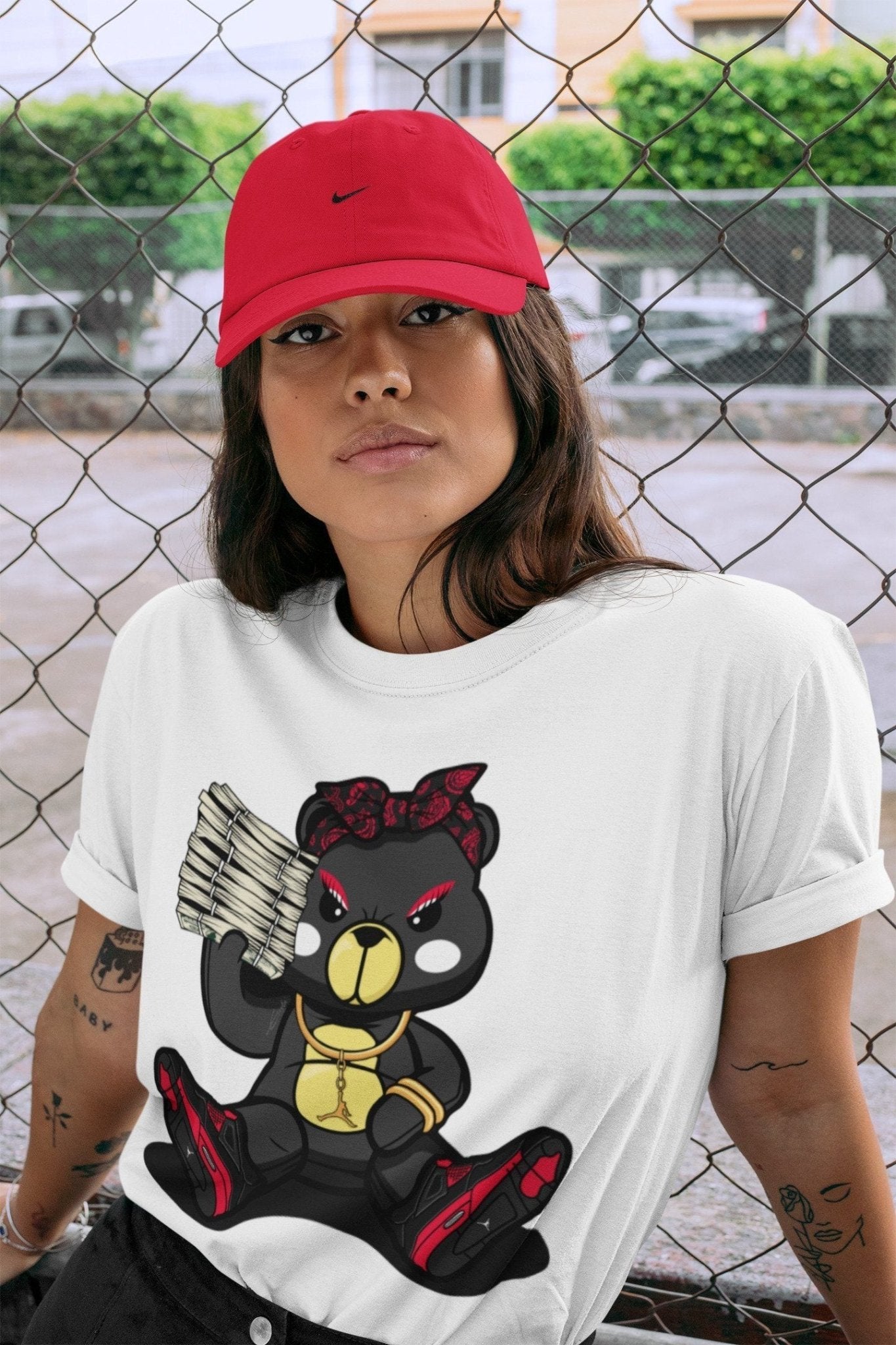 Jordan 4 Red Thunder Sneaker Match Tees Bad Baby Bear Sneaker Tees Jordan 4 Red Thunder Sneaker Release Tees Unisex Shirts