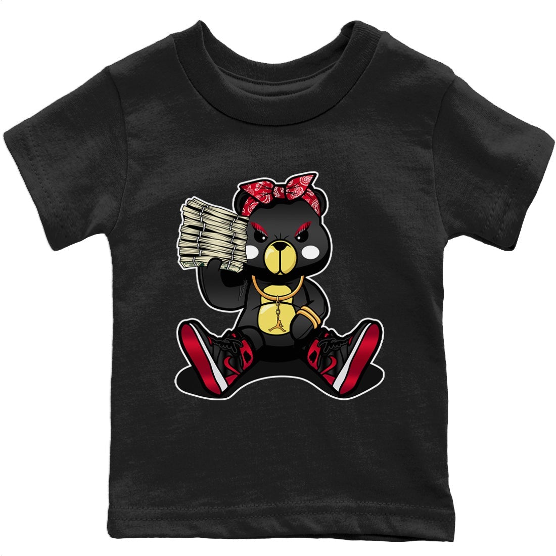 Jordan 1 Bred Patent Sneaker Match Tees Bad Baby Bear Sneaker Tees Jordan 1 Bred Patent Sneaker Release Tees Kids Shirts