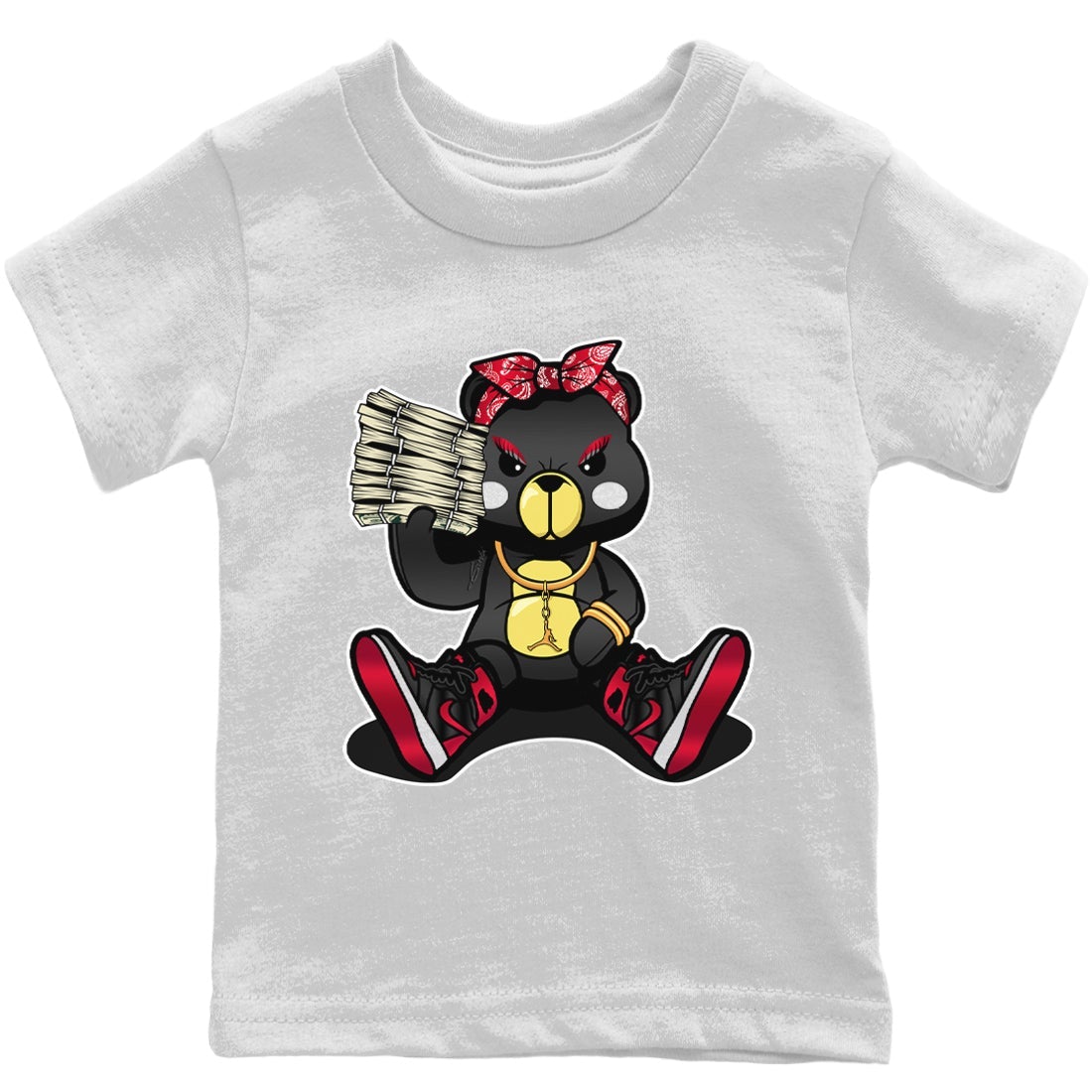 Jordan 1 Bred Patent Sneaker Match Tees Bad Baby Bear Sneaker Tees Jordan 1 Bred Patent Sneaker Release Tees Kids Shirts