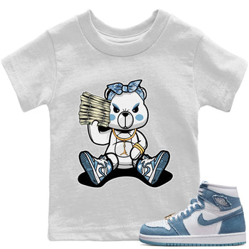 Jordan 1 Denim Sneaker Match Tees Bad Baby Bear Sneaker Tees Jordan 1 Denim Sneaker Release Tees Kids Shirts