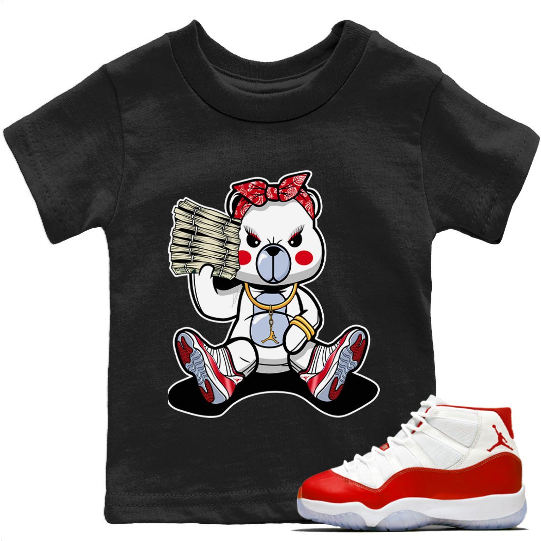 Jordan 11 Cherry Sneaker Match Tees Bad Baby Bear Sneaker Tees Jordan 11 Cherry Sneaker Release Tees Kids Shirts