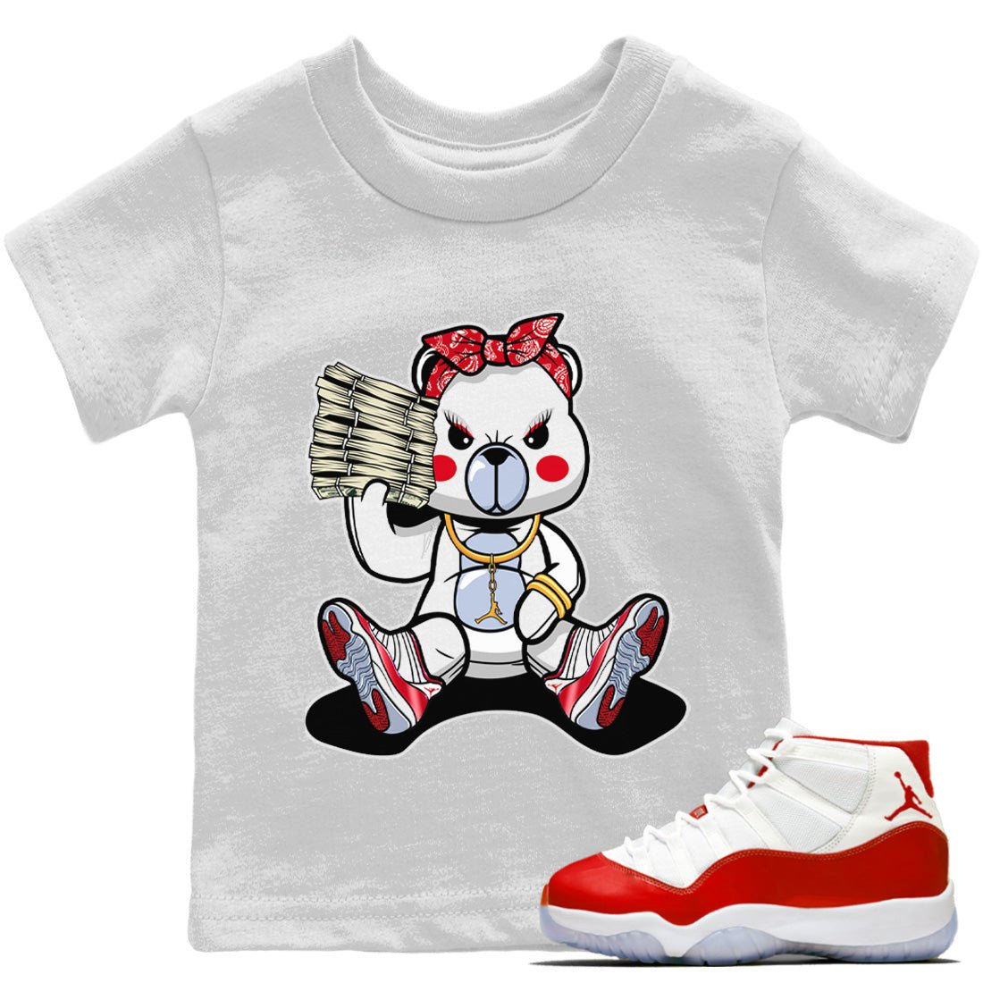 Jordan 11 Cherry Sneaker Match Tees Bad Baby Bear Sneaker Tees Jordan 11 Cherry Sneaker Release Tees Kids Shirts