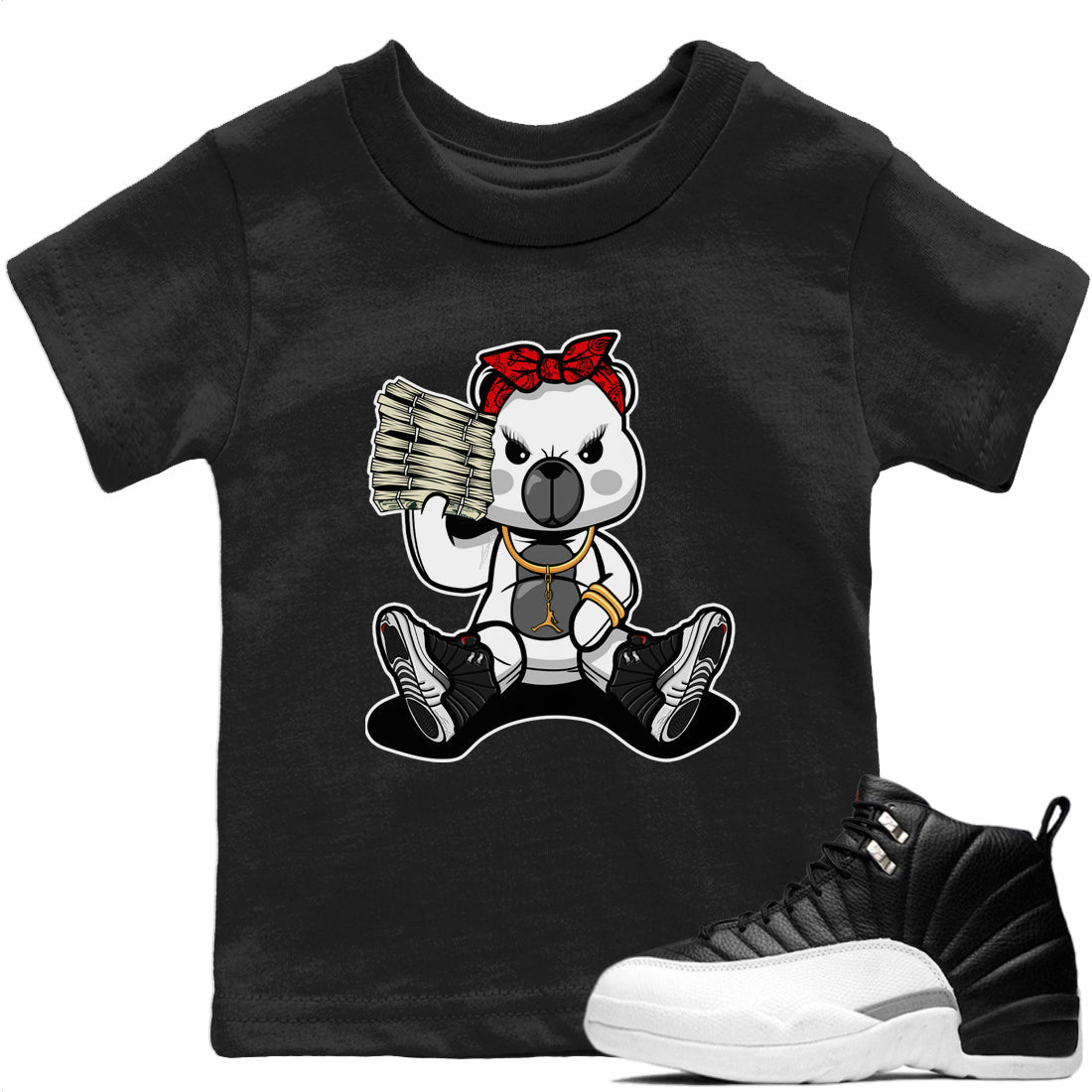 Jordan 12 Playoffs Sneaker Match Tees Bad Baby Bear Sneaker Tees Jordan 12 Playoffs Sneaker Release Tees Kids Shirts