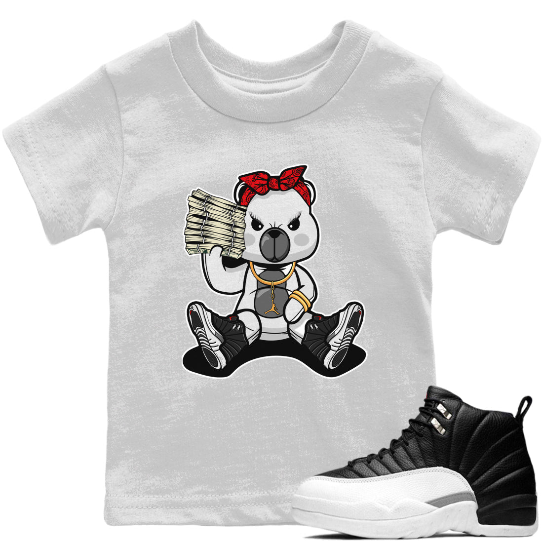 Jordan 12 Playoffs Sneaker Match Tees Bad Baby Bear Sneaker Tees Jordan 12 Playoffs Sneaker Release Tees Kids Shirts